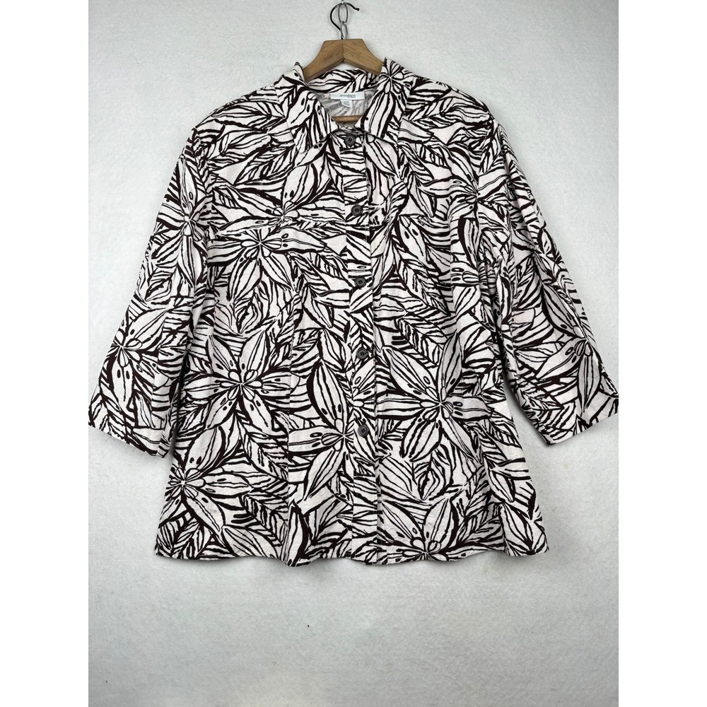 Dressbarn Shirt Jacket Womens 24W Button‎ Down Relaxed Shoulder Pads